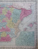 Spain & Portugal Madrid Lisbon Barcelona Seville 1856 DeSilver engraved map