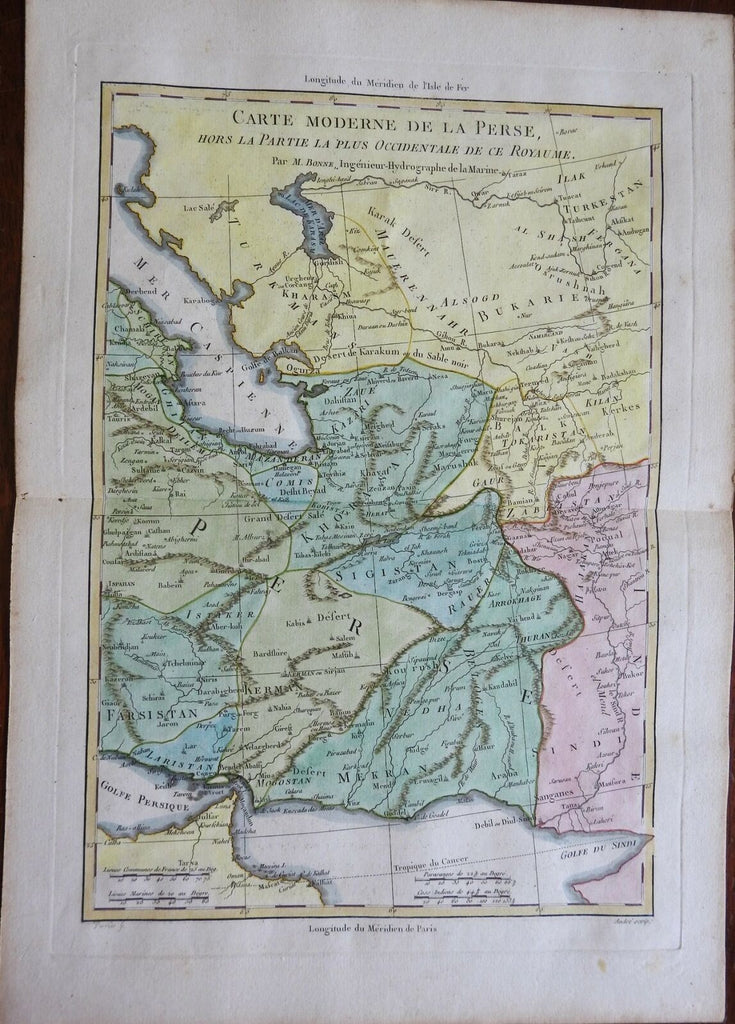 Eastern Iran Persia Fars Laristan Khorasan Mekran c. 1780 Bonne ancient world
