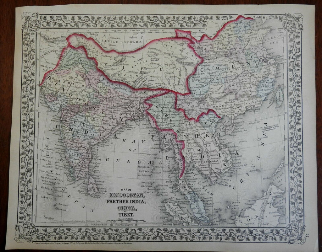 India Southeast Asia Malayasia China Taiwan Vietnam Thailand c.1874 Mitchell map