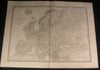 Europe Sicily German Confederation 1833 antique engraved outline hand color map