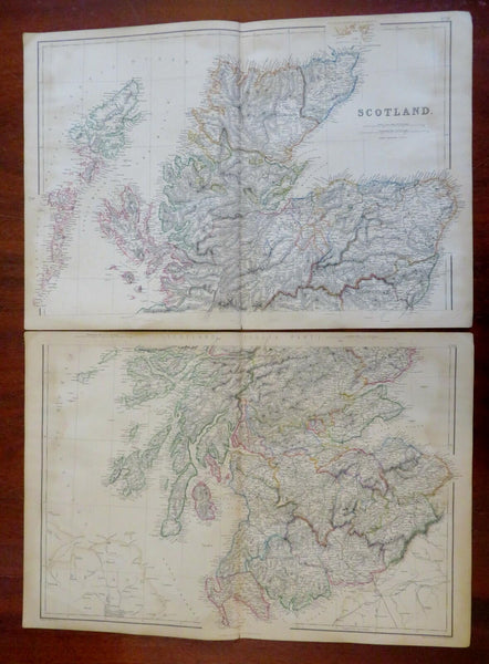 Kingdom of Scotland Edinburgh Glasgow Aberdeen 1860 Blackie two sheet map