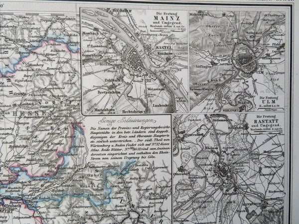 Southwestern Germany Baden Wrttemberg Mainz Ulm 1869 Vogel detailed map