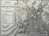 Trieste Italy Italia 1842 scarce detailed Italian city plan