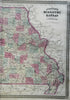 Missouri & Kansas St. Louis Topeka Kansas City 1870 AJ Johnson Scarce Issue map