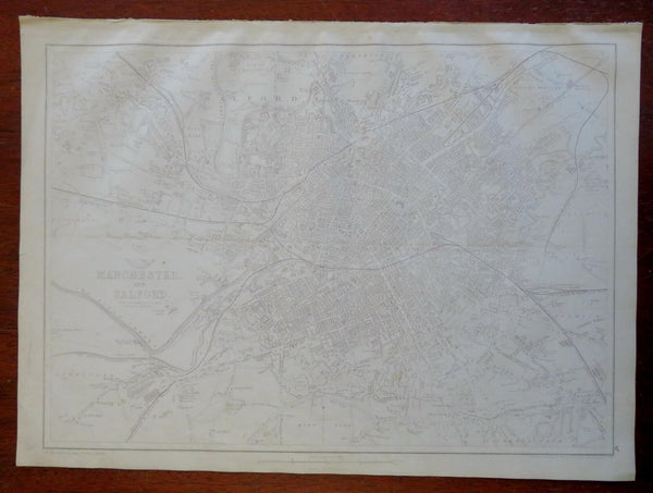 Manchester England Salford U.K. Businesses c. 1856-72 Weller detailed city plan