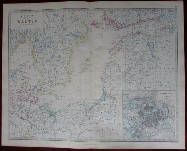 Baltic Basin Prussia Estonia Livonia Courland St. Petersburg plan 1861 large map