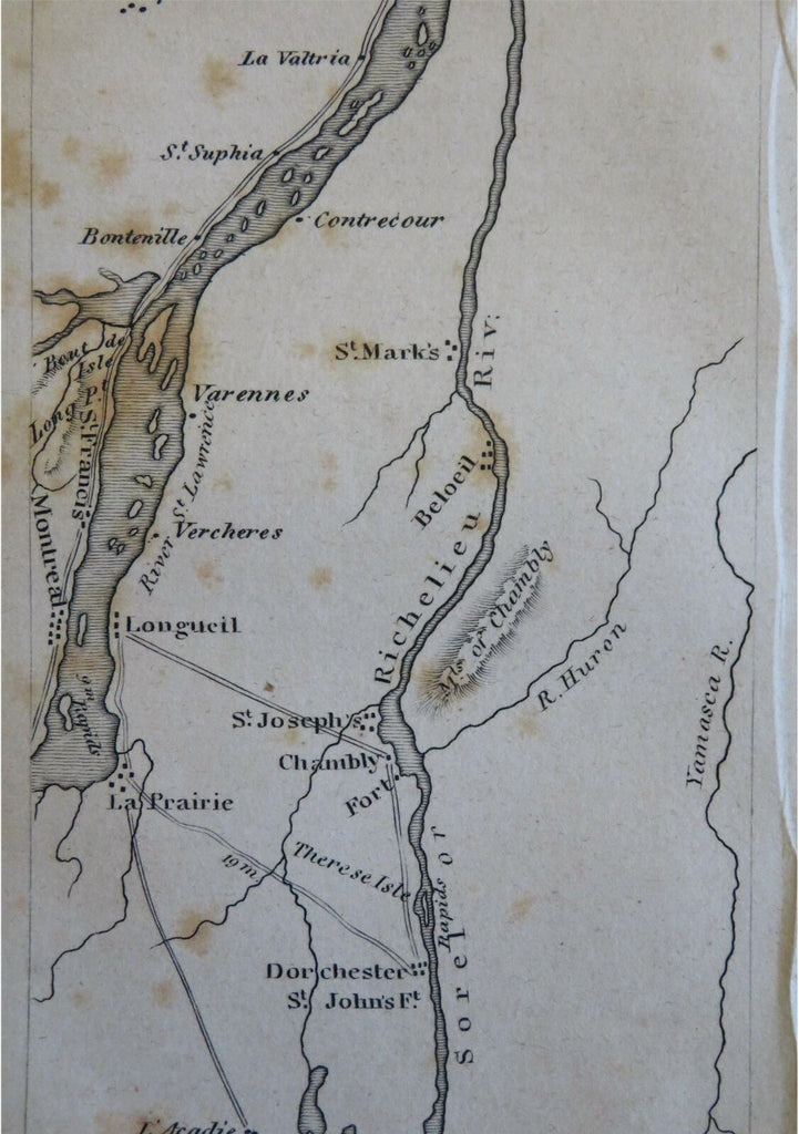 Montreal Longueil La Prairie Chambly Canada 1828 Hooker miniature map