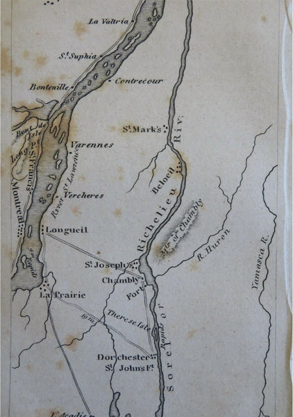 Montreal Longueil La Prairie Chambly Canada 1828 Hooker miniature map