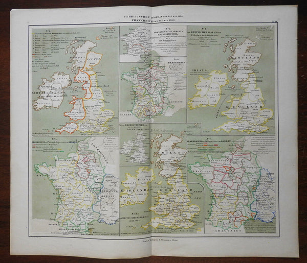 Medieval England Wales Ireland France Scotland 1848 Mahlmann historic map