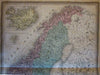 Scandinavia Norway Sweden Iceland 1865 Dufour Dyonnet huge engraved map