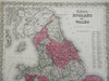 England & Wales United Kingdom London Cardiff York 1855 J.H Colton engraved map.