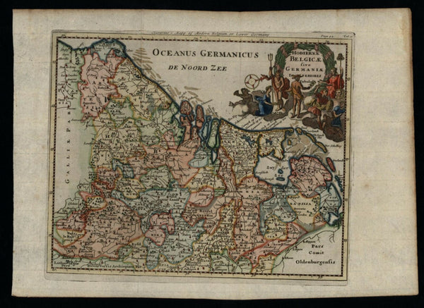 Netherlands Holland Belgium Flanders Nederland 1711 Gods cartouche map