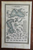 Comparison Lakes & Seas size Eastern Hemisphere 1832 Carey & Lea engraved map