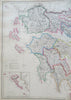 Kingdom of Greece Ionian Islands Corfu 1860 Weller & Bartholomew large color map