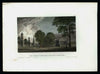 Yale College New Haven CT c.1850 engraved print campus view beautiful hand color