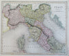 Italy Kingdom of Sardinia Lombardy Tuscany Papal States 1850 Archer 2 sheet map