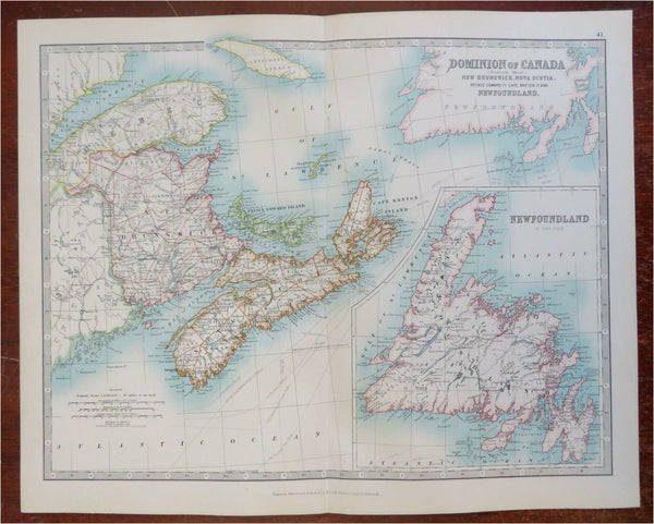 Maritime Provinces Canada Newfoundland Nova Scotia New Brunswick 1924 map