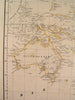 Australia New Zealand Lake Torrens hooked Hawaii 1855 Flemming old antique map