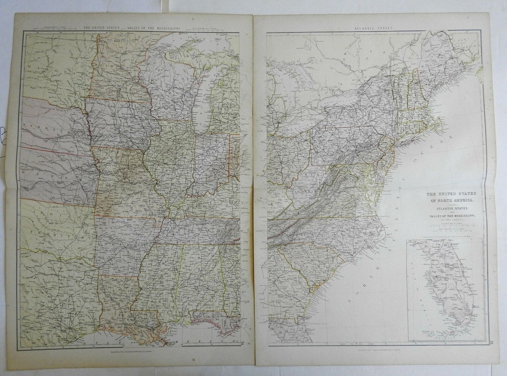 United States large 2 sheet map 1882 Blackie scarce detailed wall size map