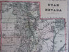 Utah and Nevada 1889 Bradley large oversized hand colored old map