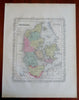 Denmark Jylland Sjaelland Fyn Copenhagen Holstein 1856 DeSilver scarce fine map