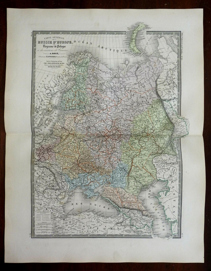 Russian Empire Finland Ukraine Perm c. 1830's Brue large detailed map hand color