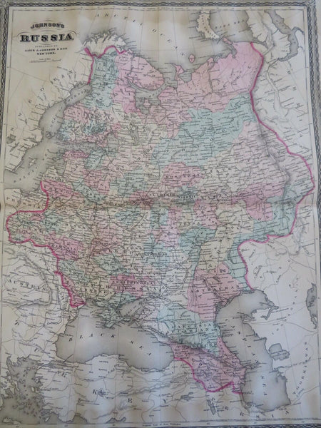 Russian Empire Poland Ukraine Finland Caucasus Moscow 1879 Johnson scarce map