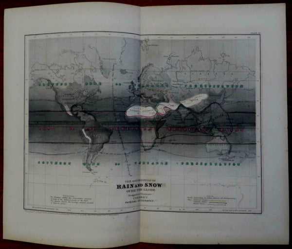 Distribution of Global Rain & Snow 1856 Boynton engraved map world deserts