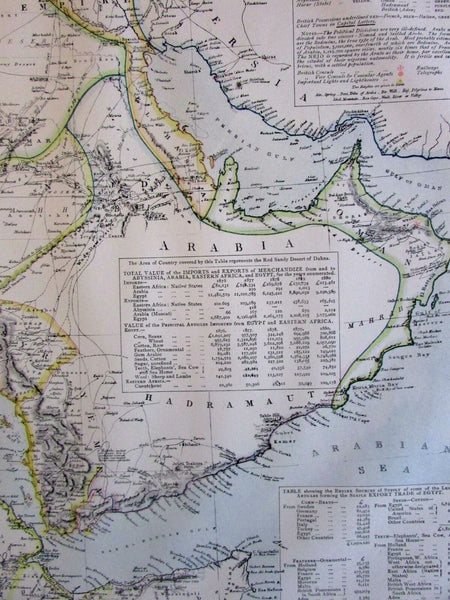Arabian peninsula North Africa Nubia Abyssinia 1883 Lett's SDUK detailed map