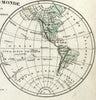 World double Hemispheres active volcanoes old map 1834 scarce Tardieu Perrot