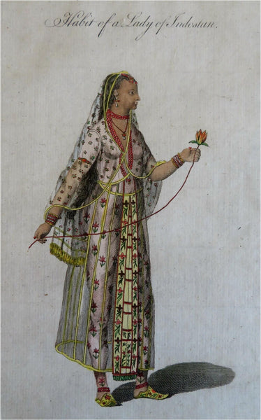 Mughal Empire Noblewoman India Women's Fashion 1779 ethnic view costume print