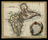 French Guadeloupe Caribee Islands Caribbean 1759 Bowen scarce periodical map