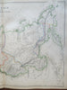 Russian Empire Siberia Kamchatka 1860 Weller & Bartholomew large color map
