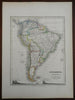 South America Brazil Patagonia Colombia Chile Peru 1840 Dower Mt. Heights map