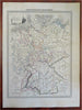 German Confederation Prussia Bavaria Hanover Saxony c. 1840-45 decorative map