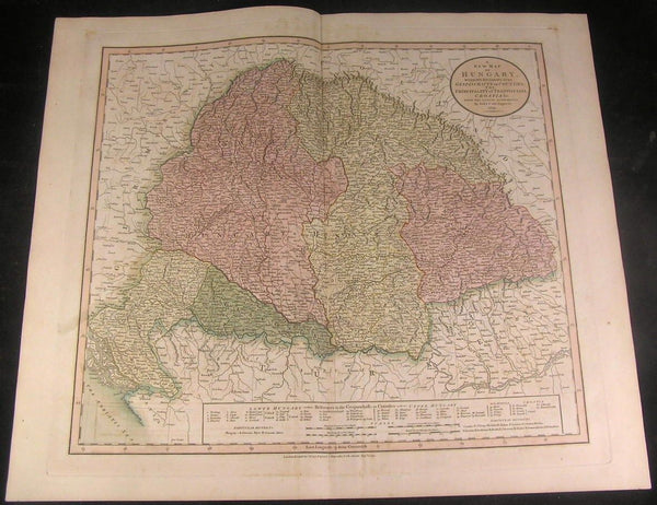 Hungary Transylvania Croatia 1799 Cary fine folio antique map w/ old hand color