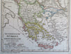 Ottoman Balkans Greece Albania Serbia Wallachua Bosnia 1834 Stieler map