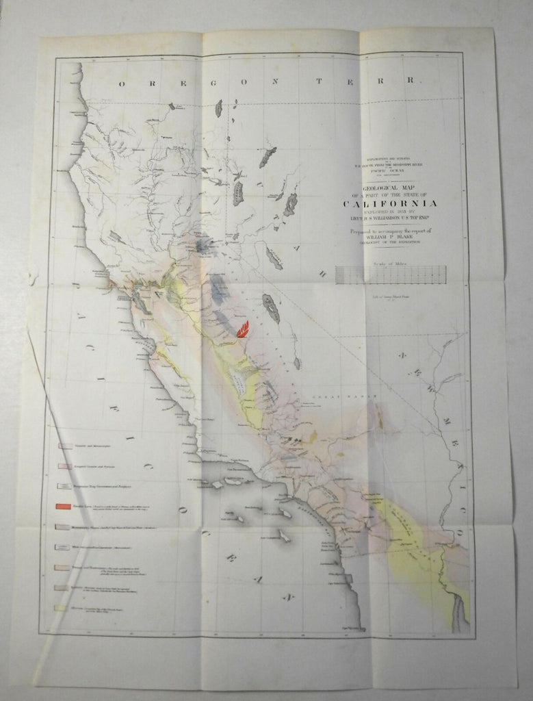 California U.S. Topographical Engineers Survey 1853 Williamson Expedition map