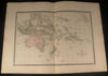 Oceania Australia New Zealand Hawaii Polynesia c.1870 antique engraved color map