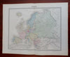 Europe Germany France Ottoman Empire Italy 1861 Tardieu large hand color map