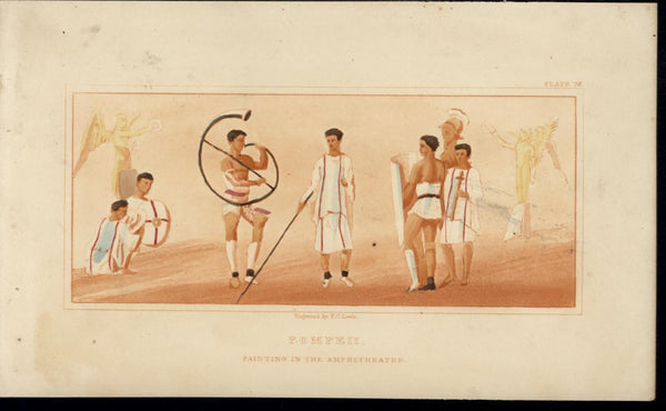 stunning Ancient Pompeii Warriors & Gods 1835 antique hand painted artwork print