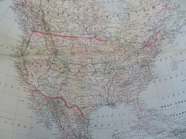North America United States Mexico Canada 1889-93 Bradley folio map