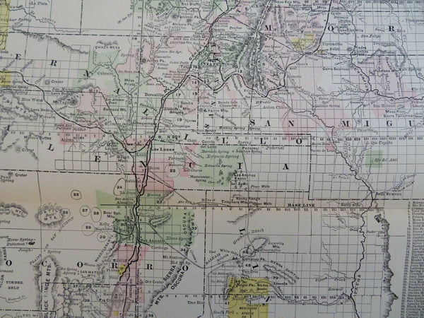 New Mexico Territory Santa Fe Albuquerque Las Cruces Roswell 1888 detailed map