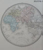 World Map in Double Hemispheres 1861 Tardieu large hand color map