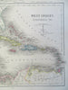 Caribbean Sea Mexico Cuba Bahamas Jamaica Puerto Rico c 1850 Archer engraved map