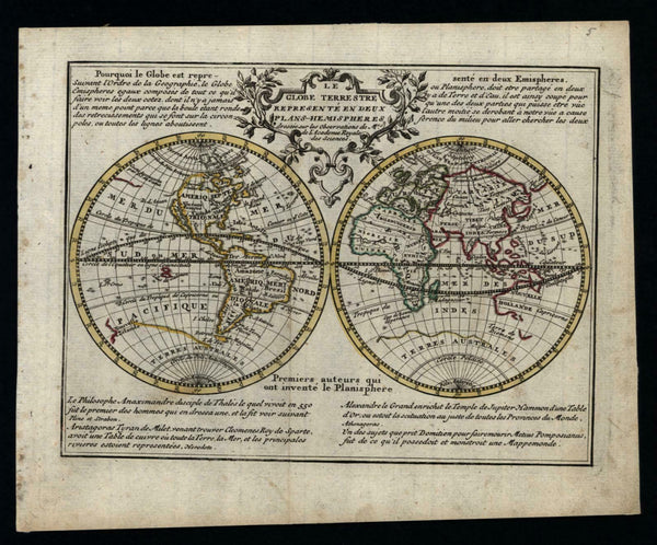 World in hemispheres California as Island undefined Australia c.1760 de Leth map