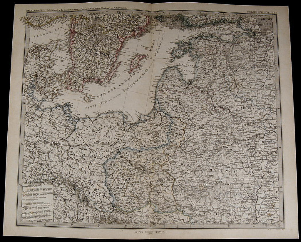 South Sweden Denmark Prussia Poland West Russia nice 1875 fine old detailed map