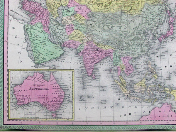 Asia New Holland Australia Hindoostan India China Tartary Persia 1849 old map