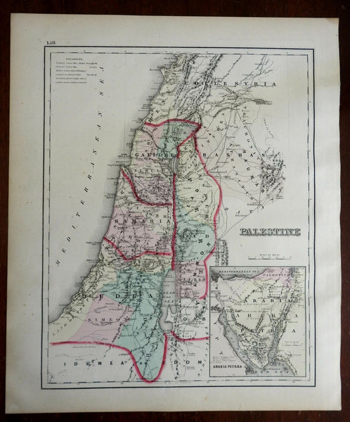 Holy Land Palestine Israel Sinai Peninsula 1876-9 O.W. Gray color fine large map