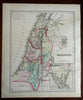 Holy Land Palestine Israel Sinai Peninsula 1876-9 O.W. Gray color fine large map